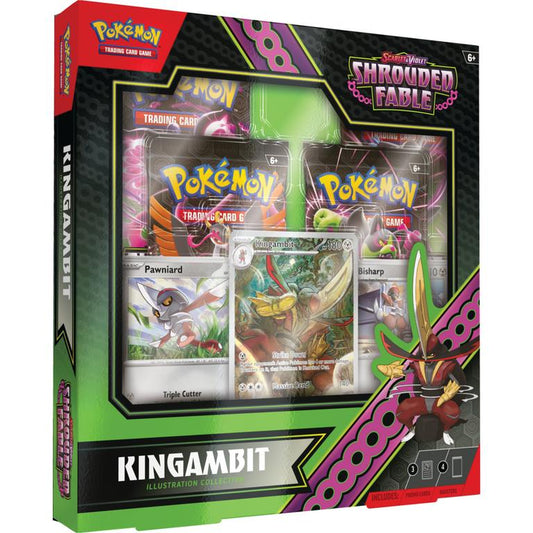 FolksVibes Pokémon Scarlet & Violet Shrouded Fable Kingambit Illustration Collection 6 Box Case – Official Pokémon TCG Product